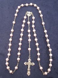 Sterling Silver Pink Pearl Rosary